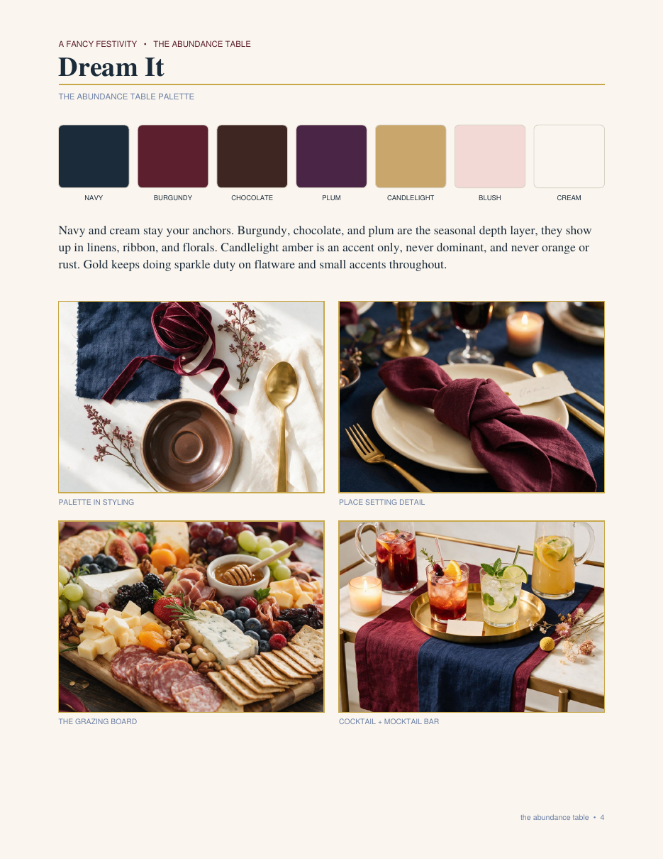 Planner page showing the palette swatches and mood board