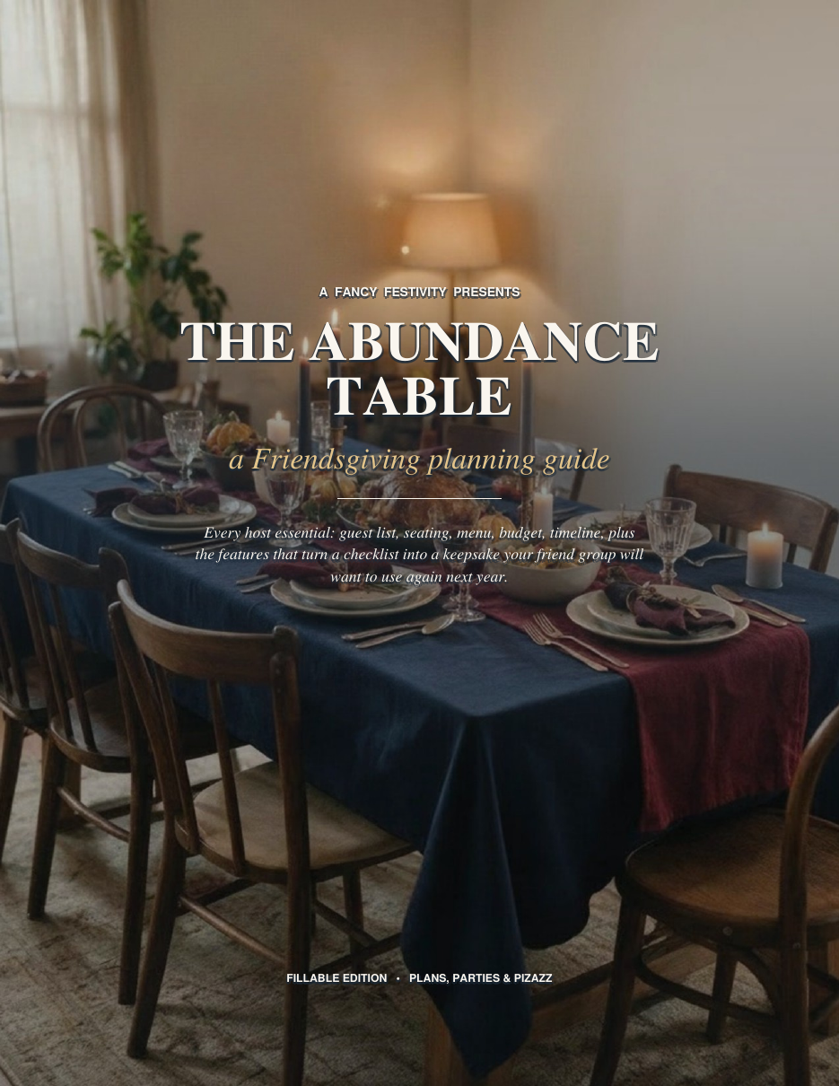 Cover of The Abundance Table, a Friendsgiving planning guide